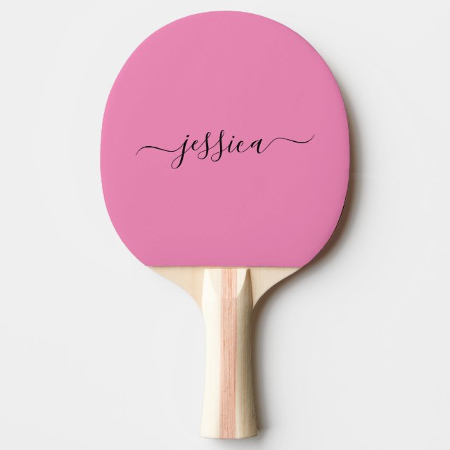 Modern rosa-skript namn ping pong paddle pingisracket (Framsidan)