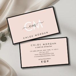 Modern  rosa-skript namnteckning monogram visitkort