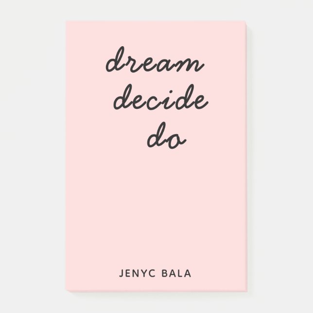 Modern Rosa Skriptdesign Post-it Block (Framsida)