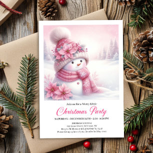 Modern Rosa Snömannen Barn Jul Inbjudan