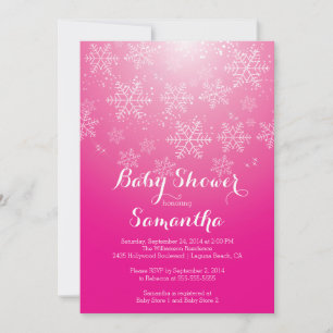 Modern Rosa Snowflake Girls Baby Shower-inbjudan Inbjudningar