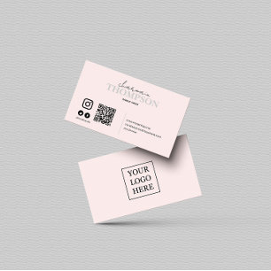 Modern  Rosa Social Media Icon QR-kod Visitkort