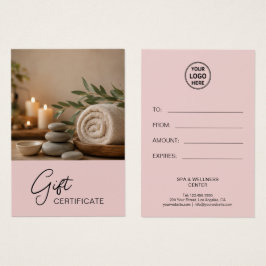 Modern Rosa Spa Massage Terapeut Presentkort Visitkort