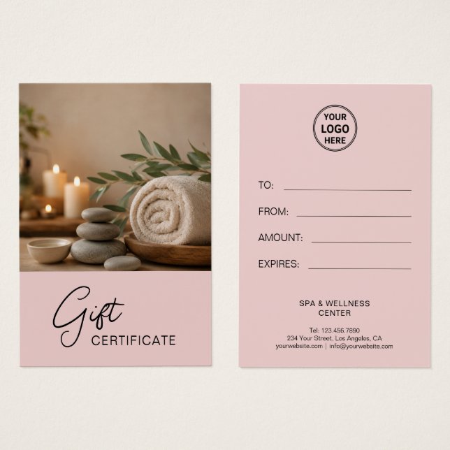 Modern Rosa Spa Massage Terapeut Presentkort Visitkort (Framsida & baksida)