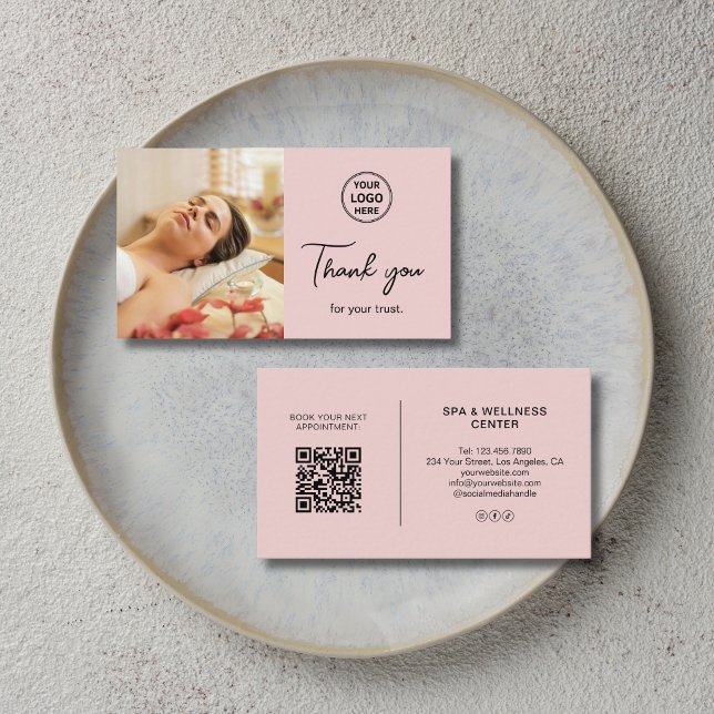 Modern Rosa Spa Massage Terapeut Tack Kort (Modern Pink Spa Massage Therapist Thank You Card)