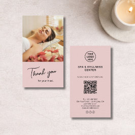 Modern Rosa Spa Wellness Tackkort Visitkort