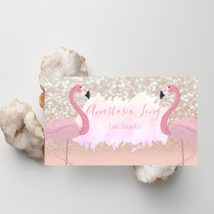Modern Rosa Sparkly Flamingo Affärskort Visitkort