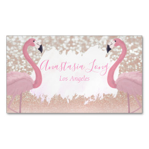 Modern Rosa Sparkly Flamingo Magnet-Affärskortet Magnetiska Visitkort