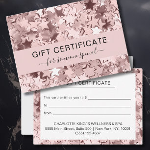 Modern Rosa Stars Business Gift Certificate