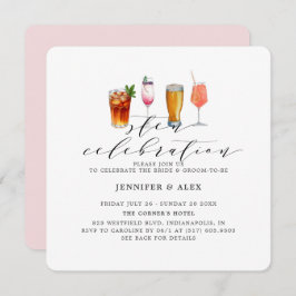 Modern  Rosa Sten Firande Drinks Inbjudningar