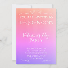 Modern Rosa Sunset Ombre Valentines day Party Inbjudningar
