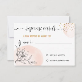 Modern Rosa & Svart Blomma Guldprickar Svarskort OSA Kort