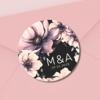 Modern Rosa Svart Blommig Bröllop