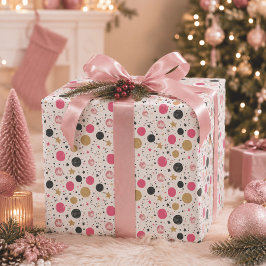 Modern rosa svart guld julpresentpapper presentpapper