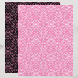 Modern Rosa Svart Japansk Våg Scrapbookpapper