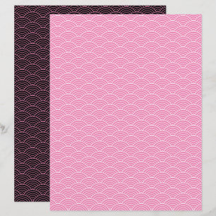 Modern Rosa Svart Japansk Våg Scrapbookpapper