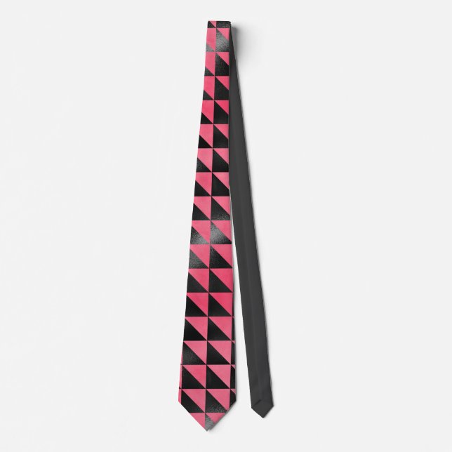 Modern Rosa Svart Metallisk Blank Geometrisk Mönst Slips (Framsida)