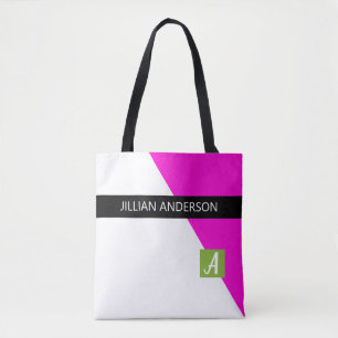 Modern Rosa Svart Monogram Tygkasse