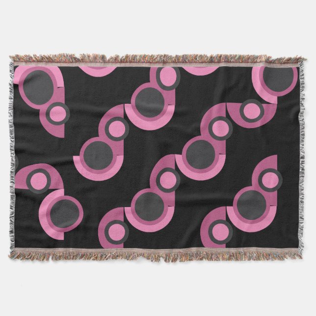 Modern rosa, svart och grått i mitten av århundrad filt (Framsidan)