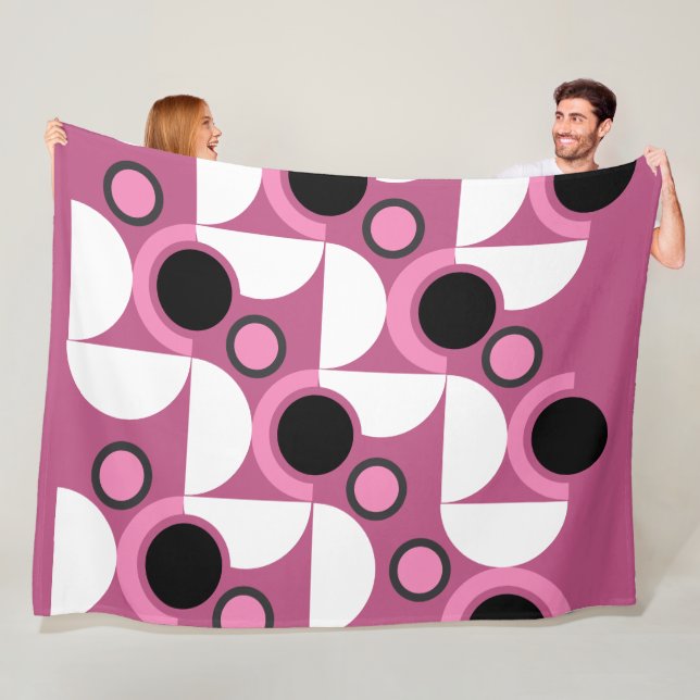 Modern rosa, svart och grått i mitten av århundrad fleecefilt (På plats)