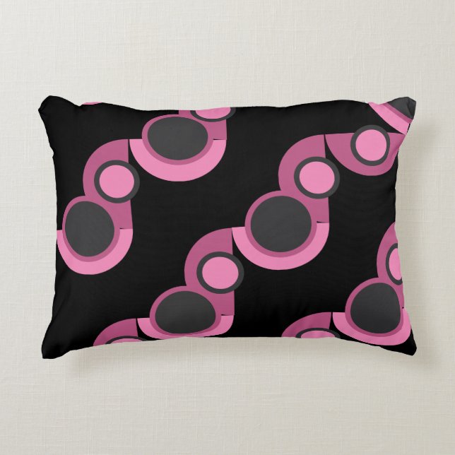 Modern rosa, svart och grått i mitten av århundrad prydnadskudde (Framsidan)