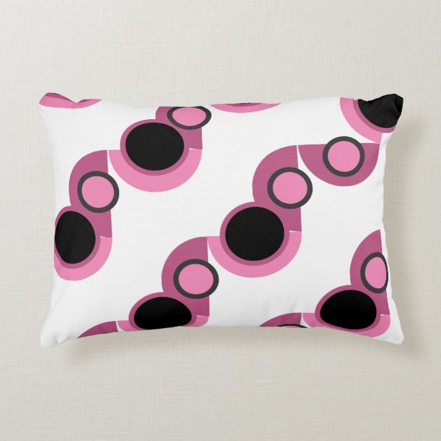 Modern rosa, svart och grått i mitten av århundrad prydnadskudde (Framsidan)