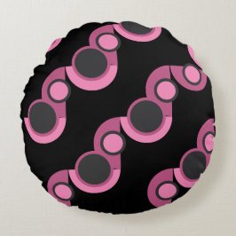 Modern rosa, svart och grått i mitten av århundrad rund kudde