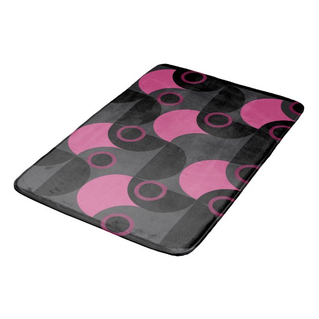 Modern Rosa svart och grått i mitten av århundrade Badrumsmatta (Vinklad)