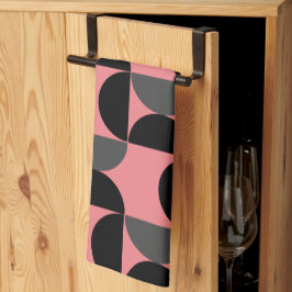 Modern Rosa svart och grått i mitten av århundrade Kökshandduk