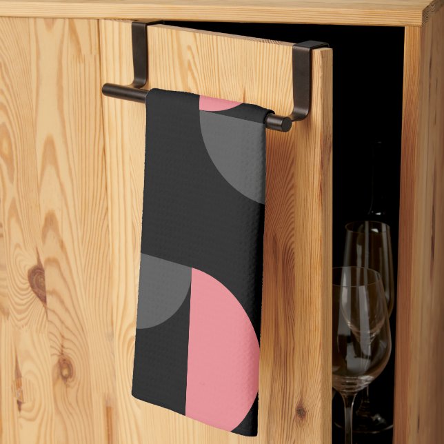 Modern Rosa svart och grått i mitten av århundrade Kökshandduk (Thirds Fold)