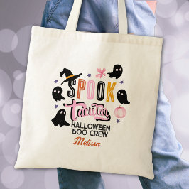 Modern Rosa Svart Skräckinjagande Halloween Boo Cr Tygkasse