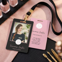 Modern Rosa Svart Skript Logotyp Foto Nagelsalong