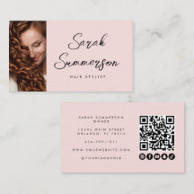 Modern Rosa Svart Skript QR-kod Frisör