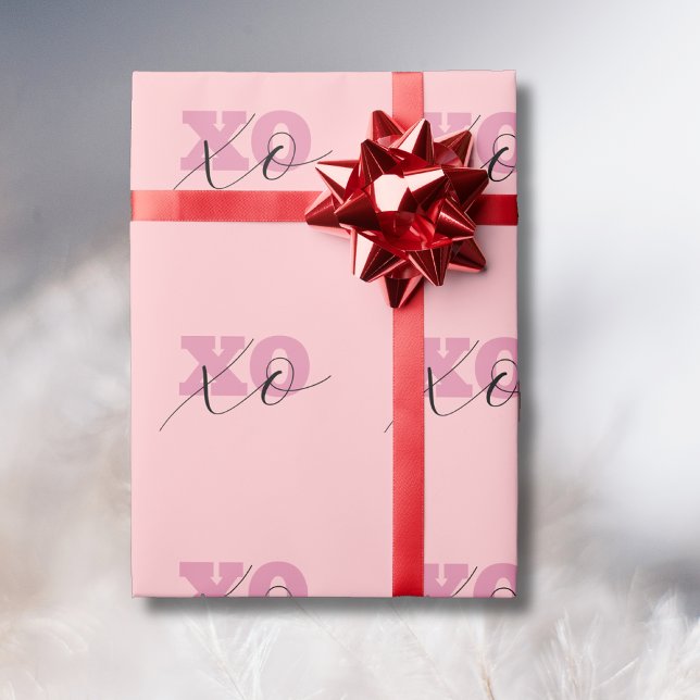Modern Rosa Svart XOXO Alla Hjärtans Dag Presentpapper (Skapare uppladdad)