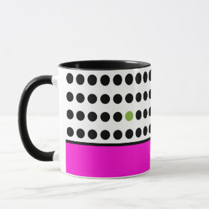Modern Rosa Svarta Prickar Färgblock Mugg