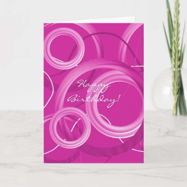 Modern Rosa Swirls Birthday Card Kort (Framsida)