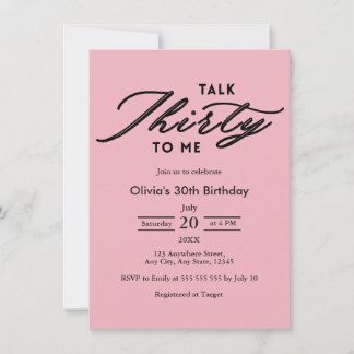 Modern Rosa Tal Tjugotrettio Till Mig 30-årsdag Inbjudningar