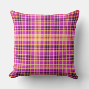 Modern Rosa Tartan Mönster Kudde