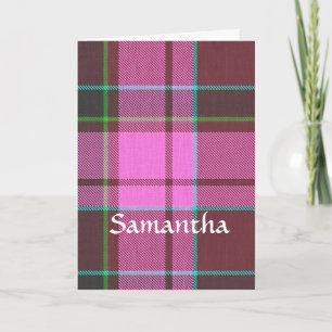 Modern rosa tartan personlig anteckningskort
