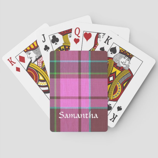 Modern rosa tartan personlig spel kort (Baksidan)