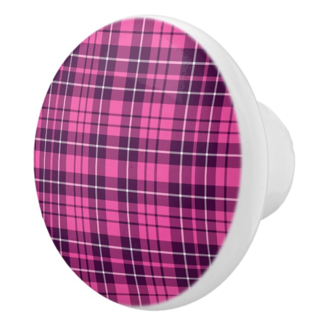 Modern Rosa Tartan Play Mönster Knopp (Höger)