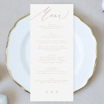 Modern Rosa Taupe Calligraphy Bröllop Meny<br><div class="desc">slimmad meny som matchar samlingen *om du vill ha fler pappra alternativ kan den här designen överföras till ett slimmat program *eller kontakta mig om du vill ha mer hjälp</div>