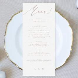 Modern Rosa Taupe Calligraphy Bröllop Meny