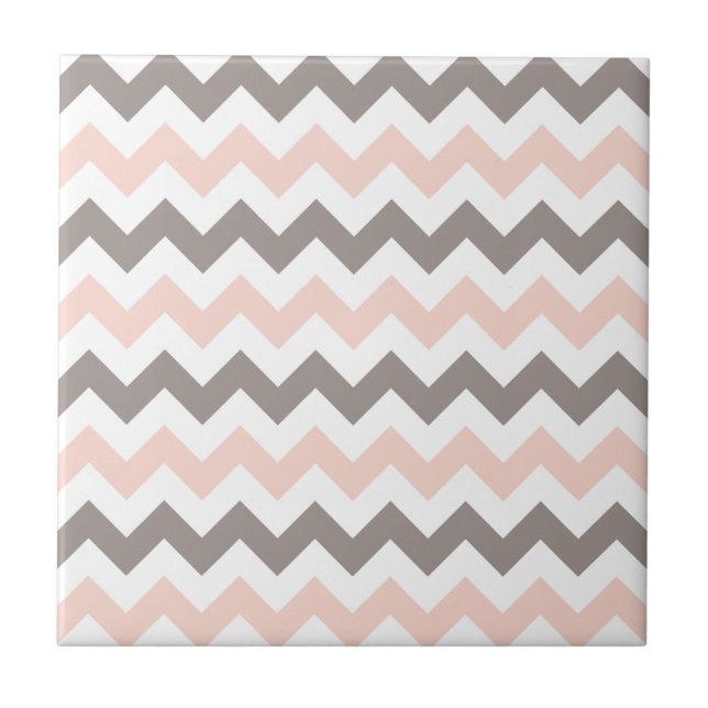 Modern  Rosa Taupe Chevron Kakelplatta (Framsidan)