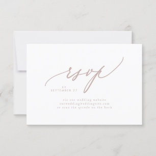 Modern Rosa Taupe White Simple Bröllop QR CODE OSA Kort