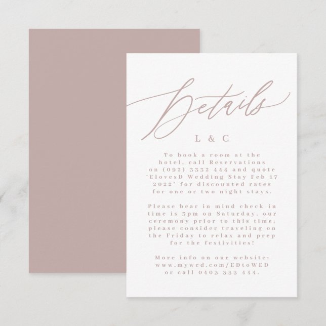 Modern Rosa Taupe & White Simple Monogram Bröllop OSA Kort (Fram/baksida)