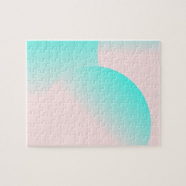 Modern Rosa Teal Organisk Form Pastell Pussel (Horisontell)