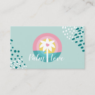 Modern Rosa & Teal Tropical Handflatan Träd Logoty Visitkort