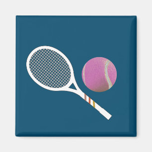 Modern Rosa Tennis Boll Retro Racket Magnet