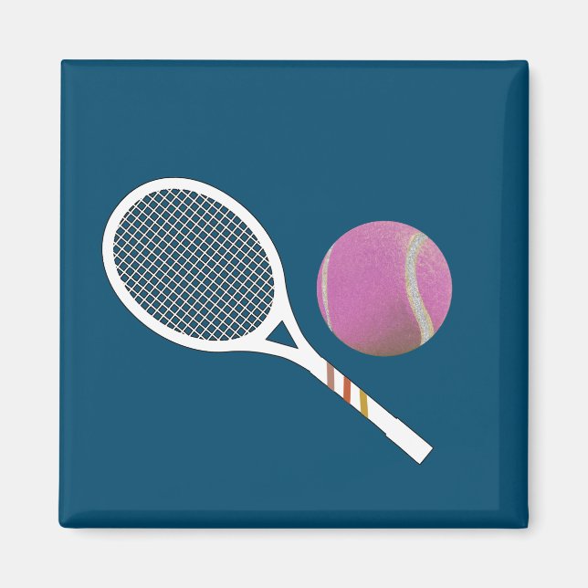Modern Rosa Tennis Boll Retro Racket Magnet (Framsidan)